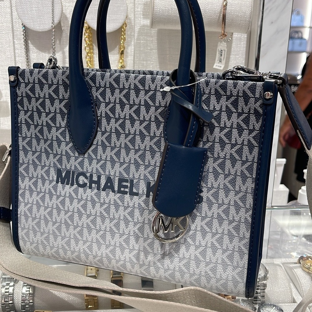 MICHAEL KORS Mirella Sm Ombré Signature Logo SHOPPER TZ XBODY Crossbody Satchel - Picture 5 of 16